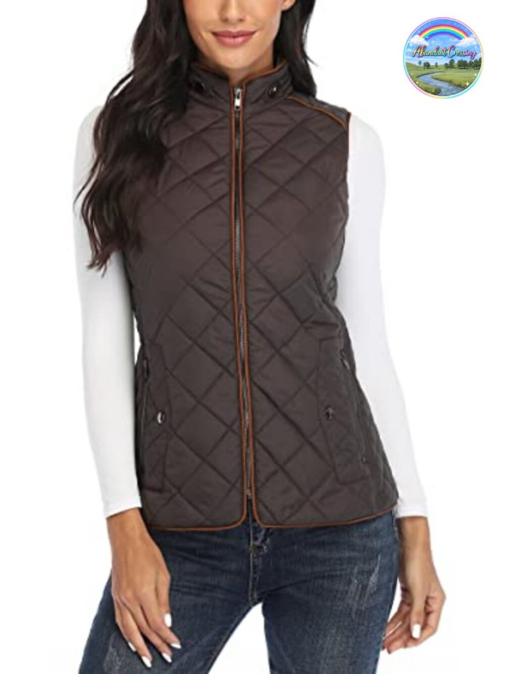 Quilted Padded Vest Stand Collar Lightweight Zip Up Sleeveless Layering